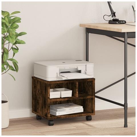Supporto Per Stampante Con Ruote Rovere Fumo 41x32x34,5 Cm - Foto 2