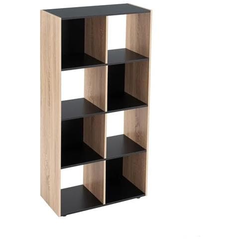 Libreria Scaffale A 4 Ripiani Con 8 Scomparti In Legno Di Truciolato Da 12mm Di Spessore Laminato Con Hpl,ufficio, Soggiorno,studi - Foto 1