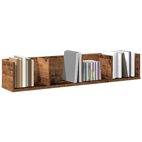 Scaffale Porta Cd A Parete Antico 100x18x18cm Legno Multistrato - Foto 1