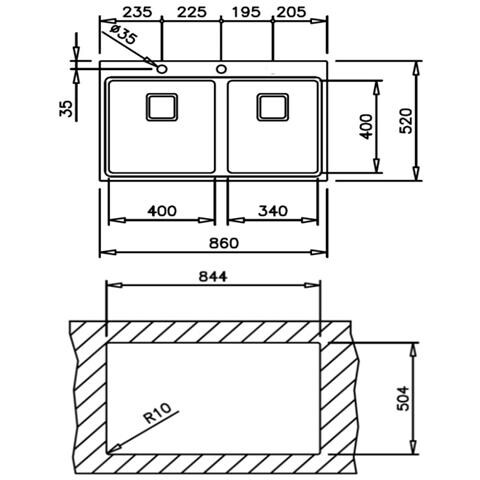 Zenit RS15 2C 86 Lavello ad incasso Rettangolare Acciaio inox - Foto 2