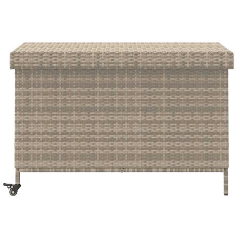 Contenitore da Giardino con Ruote Grigio Chiaro Polyrattan - Foto 2