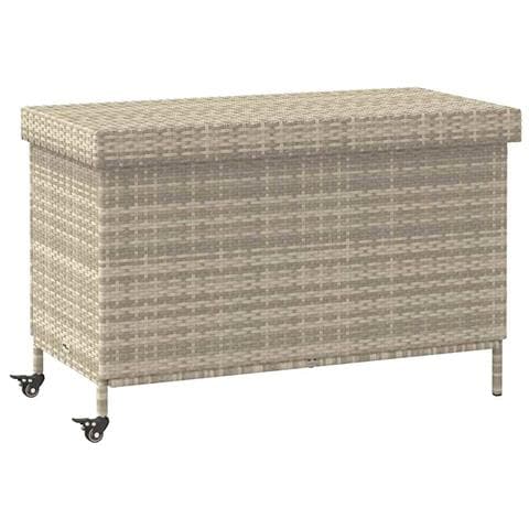 Contenitore da Giardino con Ruote Grigio Chiaro Polyrattan - Foto 1