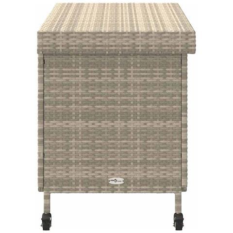 Contenitore da Giardino con Ruote Grigio Chiaro Polyrattan - Foto 10