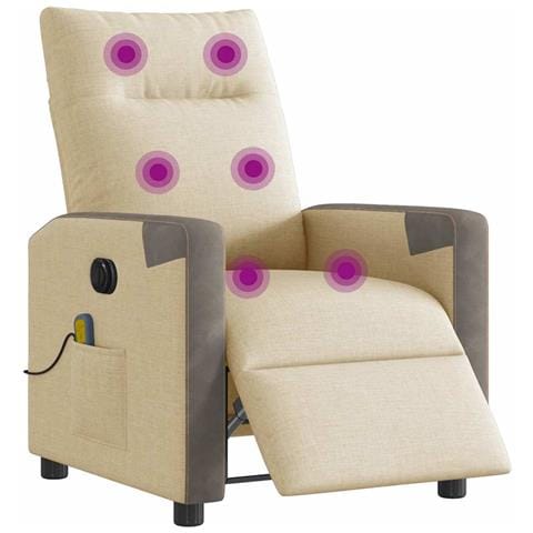 Poltrona Reclinabile Massaggiante Elettrica Crema In Tessuto - Foto 2