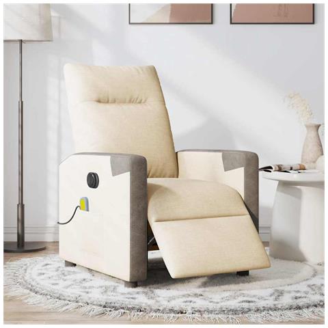 Poltrona Reclinabile Massaggiante Elettrica Crema In Tessuto - Foto 3