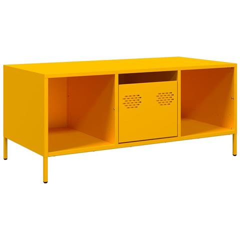 Tavolino Giallo 101,5x50x43,5 Cm Acciaio Laminato A Freddo - Foto 2