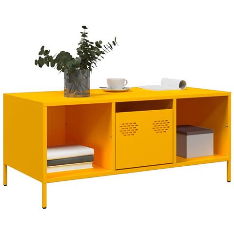 Tavolino Giallo 101,5x50x43,5 Cm Acciaio Laminato A Freddo - Foto 3