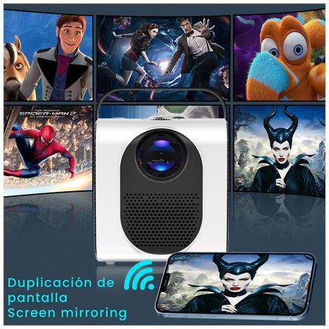 Proiettore Lcd Q1 Wifi Con Risoluzione Nativa Hd720p, Duplicazione Dello Schermo Per Ios E Android. Usb/hdmi/av. Da 37 A 170 Pollici, 1000:1. Con Telecomando. - Foto 2
