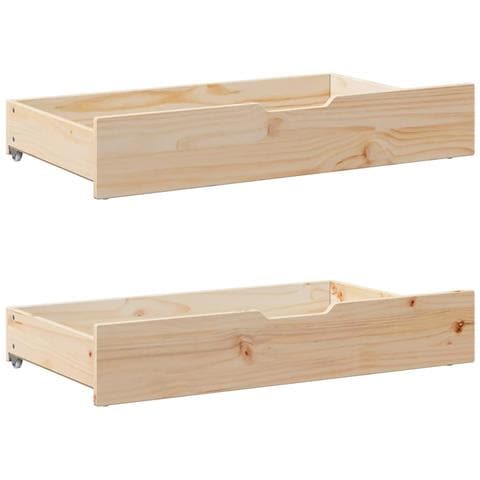 Cassettoni Letto con Ruote 2 pz 90x55x17 cm Legno Massello Pino - Foto 1