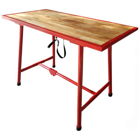 Banco Da Lavoro Per Officina - Tavolo Pieghevole In Legno E Acciaio Per Il Fai Da Te - 120 Cm (l) X 62,5 (p) Cm X 83 Cm (h) - Foto 1
