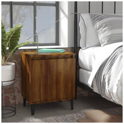 Lusso Casadino -  Comodino Con Gambe In Metallo Rovere Marrone 40x30x50 Cm - Foto 8