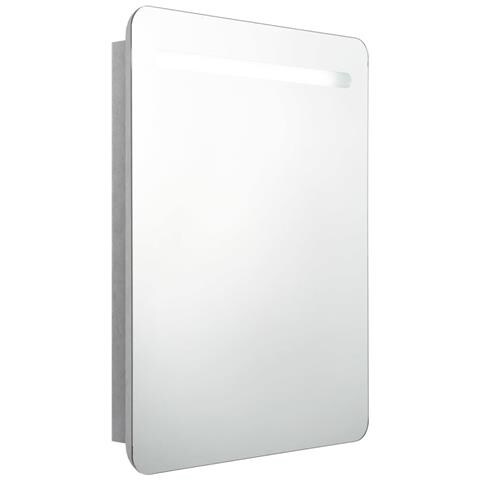 Armadietto Bagno Con Specchio E Led Grigio Cemento 60x11x80 Cm - Foto 1