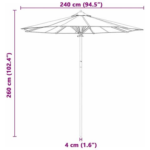 Parasol da giardino Grigio scuro 240x260 cm in Bamboo - Foto 7