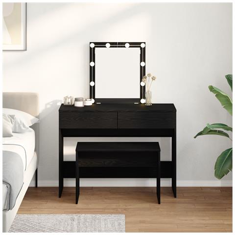 Sgabello da Toeletta Rovere Nero 70x35x45 cm Legno Ingegnerizzato - Foto 2