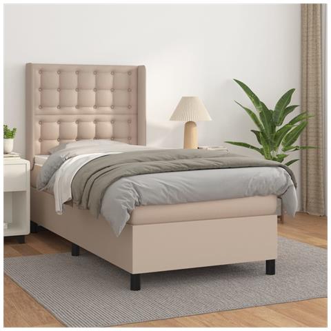 Giroletto a Molle con Materasso Cappuccino 80x200 cm Similpelle - Foto 2