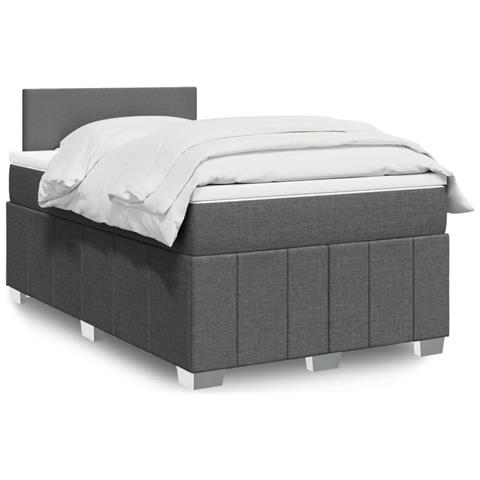 Giroletto a Molle con Materasso Grigio Scuro 120x190cm Tessuto - Foto 2