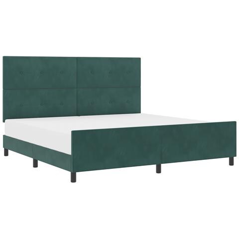 Letto Verde Scuro 200x200 cm Velluto - Foto 1