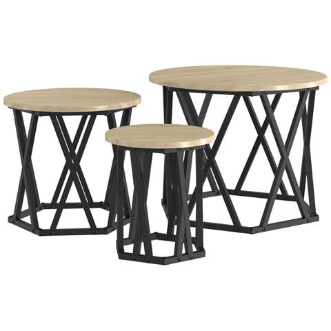 Tavolini Nesting 3 pz in Rovere Sonoma in Legno Ingegnerizzato - Foto 1