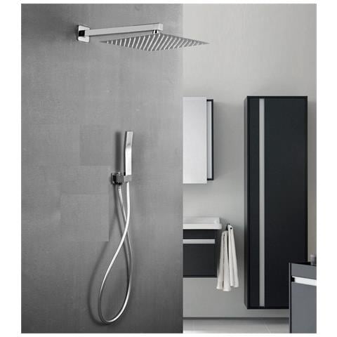 Set Doccia Completo Di Soffione Quadrato 20x20 Cm E Set Doccetta Kz-1004-2 Mumbai - Cromato Lucido - Foto 1