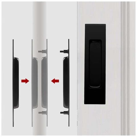 Maniglia A Incasso Per Porta Nascosta - Ovale In Acciaio Inox, Set Completo Per Porta Scorrevole Black - Foto 2