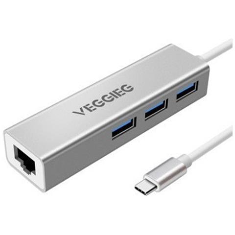 Adattatore Da Type-c A Gigabit Ethernet Con Hub Usb A 3 Porte - Connettività Ad Alta Velocità - Foto 1