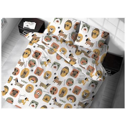 Sacco Copripiumino In Morbida Flanella 100% Cotone Dis. Cani Piazza E Mezza Cani - Foto 1