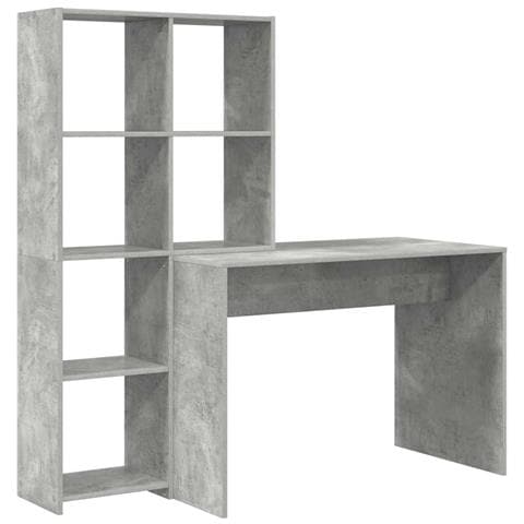 Scrivania Grigio cemento 138.5 x 55 x 143 cm Legno multistrato - Foto 1