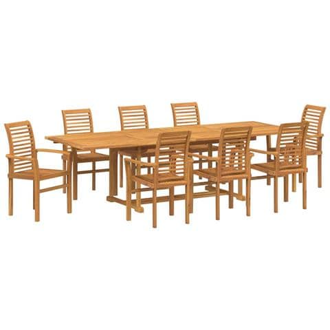 Set da Pranzo per Giardino 9 pcs Marrone 280 x 100 x 75 cm - Foto 1