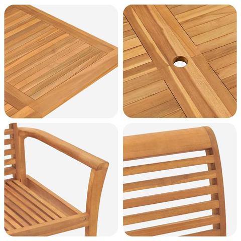Set da Pranzo per Giardino 9 pcs Marrone 280 x 100 x 75 cm - Foto 9