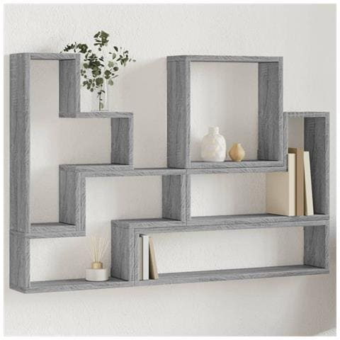 Mensola a Muro Grigio Sonoma 96x12x64 cm in Legno Multistrato - Foto 2
