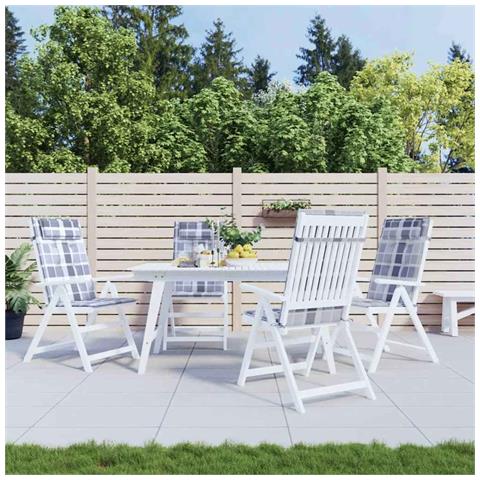 Cuscini Sedia Schienale Alto 4pz a Quadri Grigio Tessuto Oxford - Foto 2