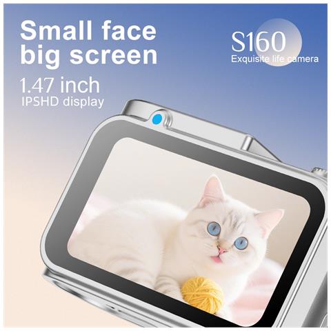 Mini Fotocamera Retrò Con Torcia: Video Hd 1080p, Portachiavi Portatile White - Foto 2