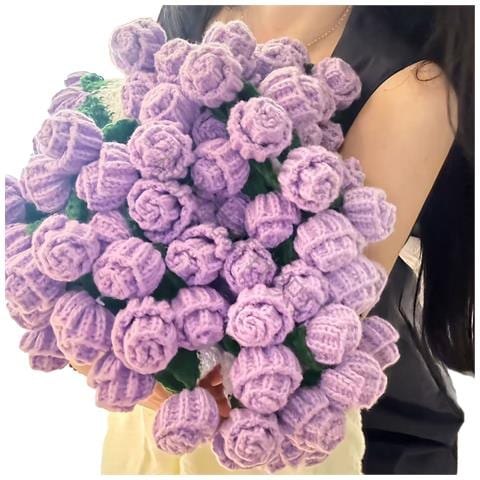 Coperta Bouquet Di Rose - 52 Fiori, 80cm - Morbido Plaid In Poliestere Purple - Foto 1