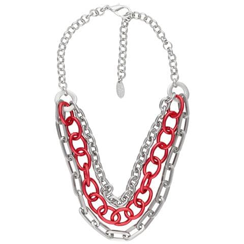 Collana ""a Tre Giri"" In Argento E Rosso - Foto 1