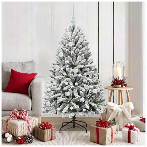 Albero di Natale artificiale con 150 LED Verde e Bianco 150 cm - Foto 2