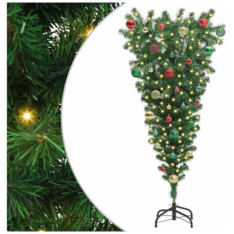 Albero di Natale artificiale preilluminato capovolto con set di palline - Foto 1