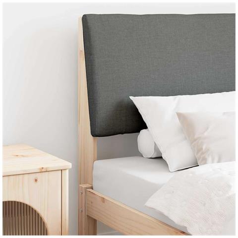 Testiera imbottita Grigio scuro 80 cm Pino massello - Foto 2