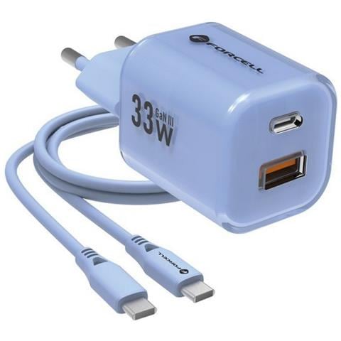 Caricabatterie Da Casa Originale Gan 33w Pd 1x Usb-a 1x Usb-c Fino A 33w Blu Per Smartphone - Foto 1