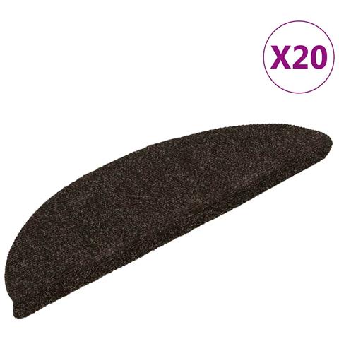 Tappetini per scale autoadesivi 20 pz 56x17x3 cm marrone scuro semicircolari - Foto 1