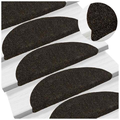 Tappetini per scale autoadesivi 20 pz 56x17x3 cm marrone scuro semicircolari - Foto 2