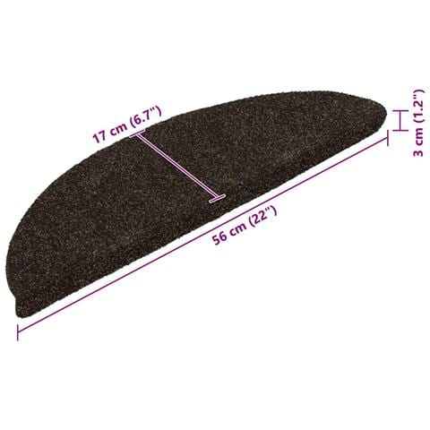 Tappetini per scale autoadesivi 20 pz 56x17x3 cm marrone scuro semicircolari - Foto 8