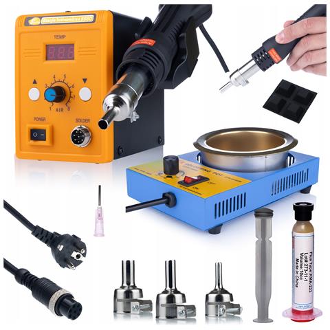 Stazione Saldante Hot-air 858d - 700w, 3 Ugelli, Tygiel 350w, Flux Rma-223 | Elettronica Avanzata, Sicurezza Esd - Foto 1