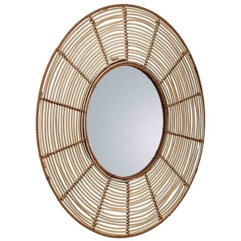 Specchio Rotondo In Rattan Marrone 61x61x03h - Foto 1