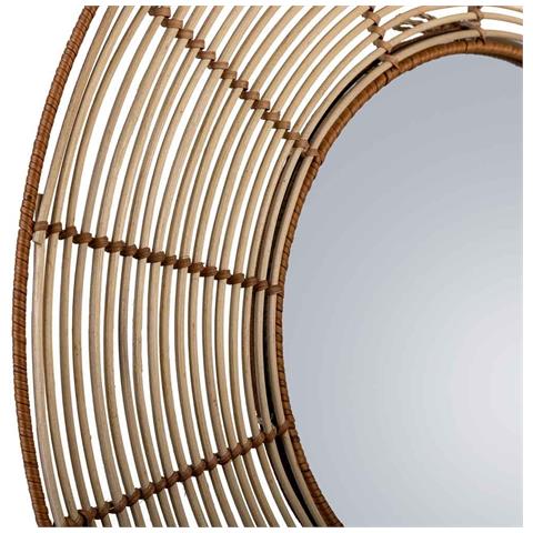 Specchio Rotondo In Rattan Marrone 61x61x03h - Foto 7