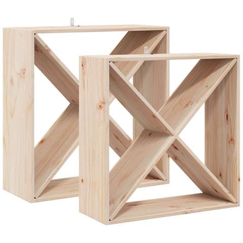 Portabottiglie 2 pcs Naturale 62 x 25 x 62 cm Pino massello - Foto 1