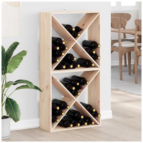 Portabottiglie 2 pcs Naturale 62 x 25 x 62 cm Pino massello - Foto 2