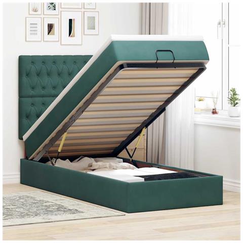 Struttura Letto Pouf con Materassi 90x190 cm in Velluto - Foto 2