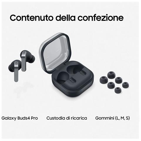 Galaxy Buds4 Pro, Black, Corpo in metallo, Altoparlante a 2 vie e doppio amplificatore, Chiamate cristalline, Audio a 360°, ANC migliorata, Controllo adattivo del rumore, Connessione senza interruzioni e One UI, AI pronto ai comandi vocali - Foto 8