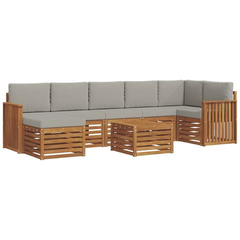 Set divani con cuscino 8 pcs Grigio Naturale e Chiaro - Foto 1