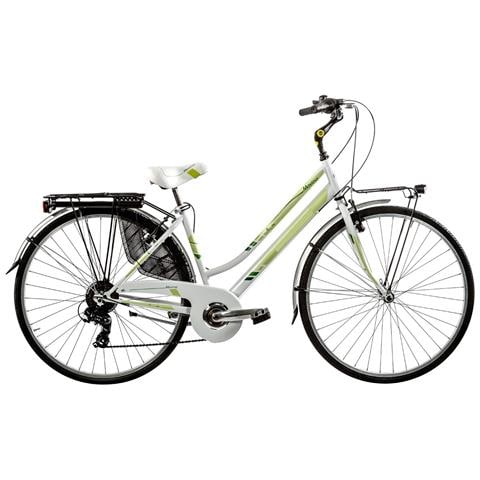 Bici Da Donna City Bike Bicicletta Misura 26 Linea Moving Lusso Cambio 6v Mov26d6vl Completa Di Accessori E Luci A Led - 44 Bianco Verde - Foto 2